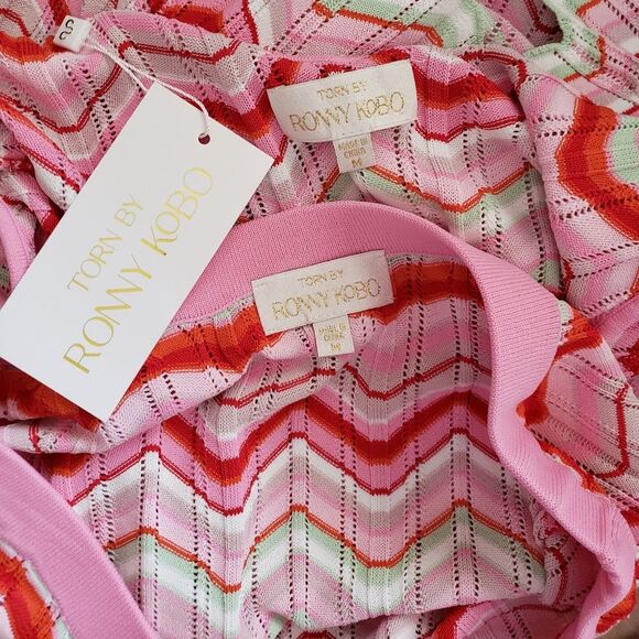 TORN by Ronny Kobo Knitted Two Piece Zig-Zag Mini Skirt/Top Set - Picture 5 of 6